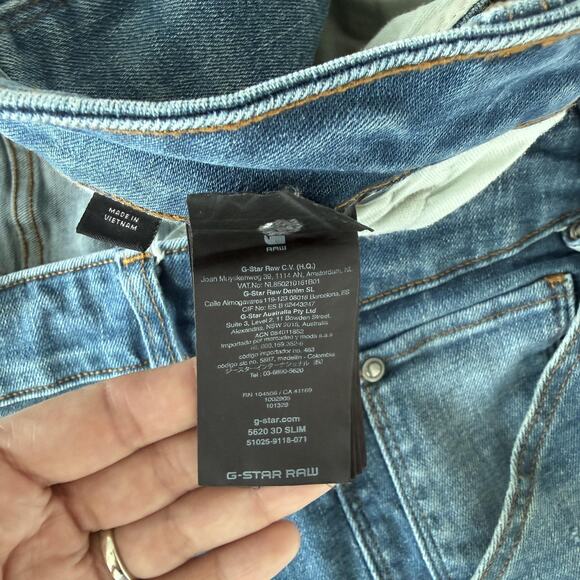 G-Star RAW Jeans Mens 32x32 Blue 5620 3D Slim Distressed Button Fly Moto Tapered - Picture 8 of 12
